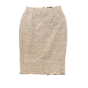 Ann Taylor Cream Off White Tweed Skirt Bodycon Body Con Pencil Mini Short 0 XS